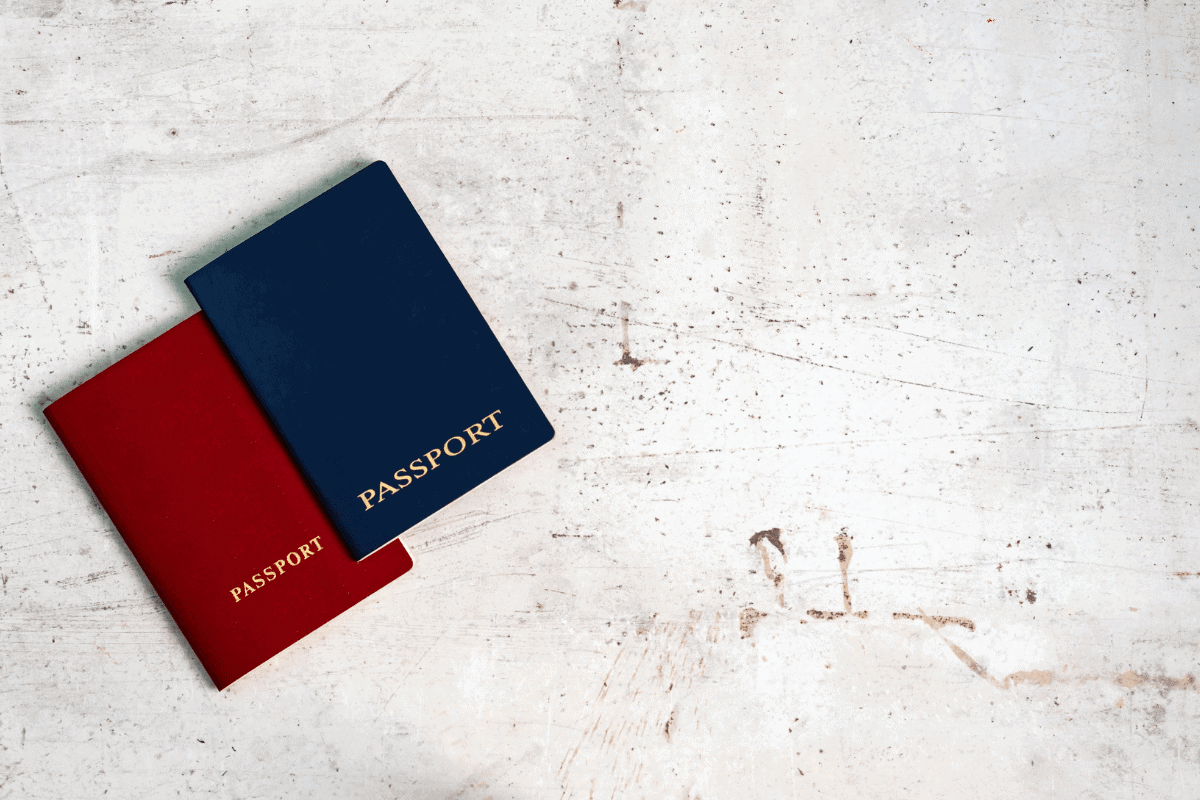 red and blue passports UK