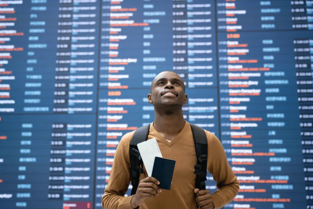 man with British Passport at airport