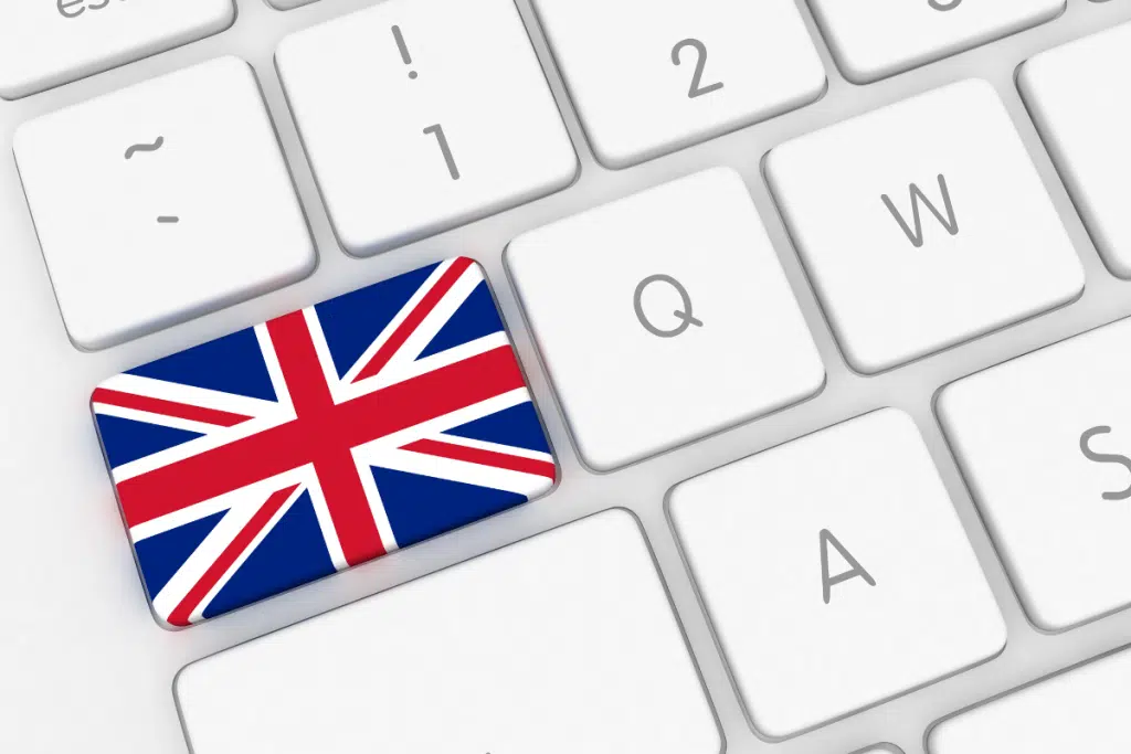 desktop with uk flag