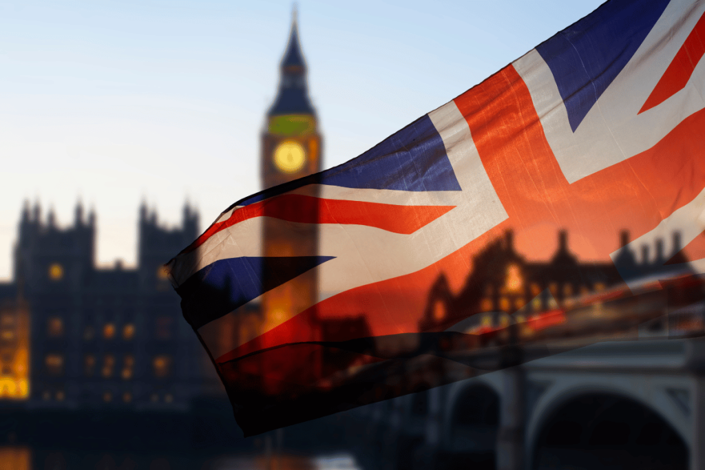 British flag in front of Big Ben 