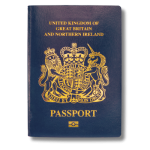 UK passport with background