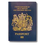 UK passport with background