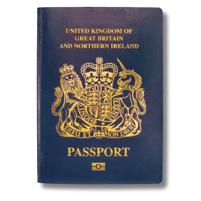 UK passport with background